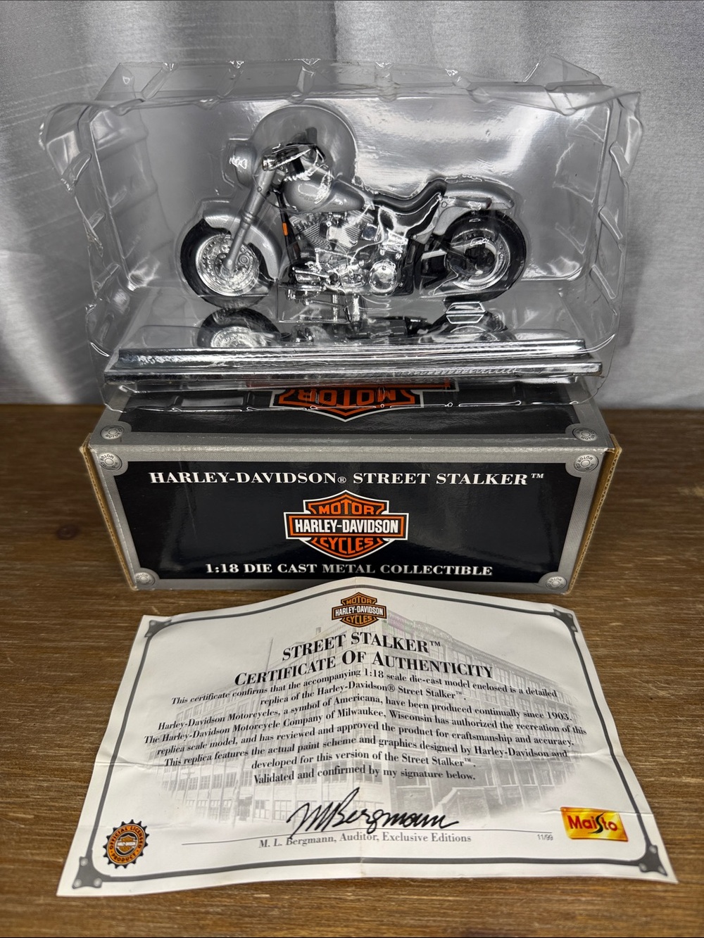 Vtg Maisto Harley Davidson Street Stalker 1:18 Die Cast Metal Collectible 1999